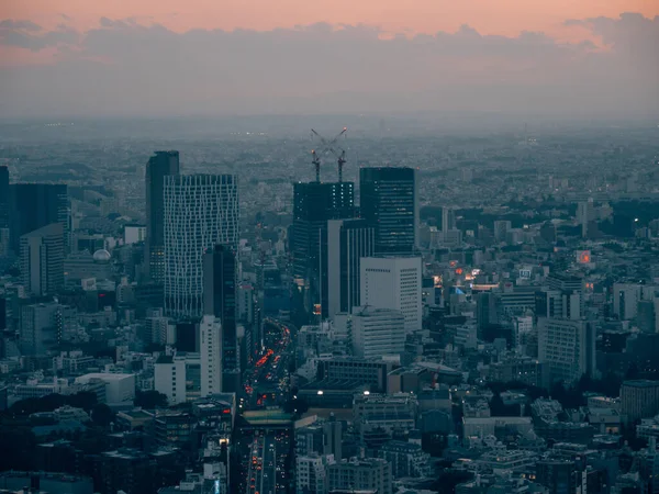 東京の街並みを一望できる絶景の夕日 — ストック写真