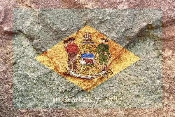 Patrón Icono Bandera Estatal Delaware Desvanecido Aislado Fondo Pared Roca —  Fotos de Stock