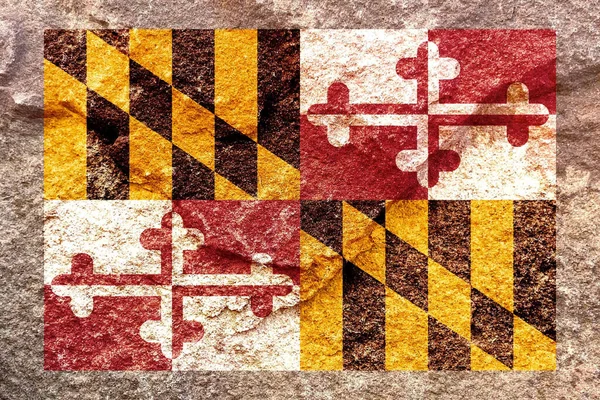 風化した固体岩壁の背景に孤立したメリーランド州旗のアイコンパターン — ストック写真