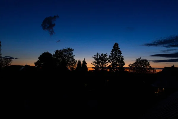 Närbild Bild Ett Landskap Med Silhuetter Träd Och Vackra Himmelsfärger — Stockfoto