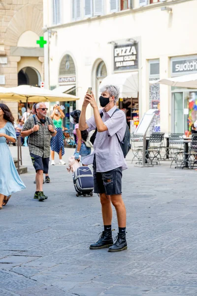 Florence Italy Aug 2020 Florence Toscana Italy 2020 Tourist Shorts — Φωτογραφία Αρχείου