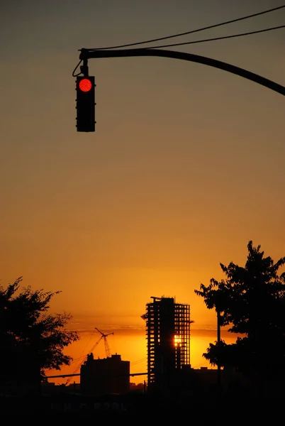 New York City United States Sep 2007 Orange Sky Sunset — Stock Photo, Image