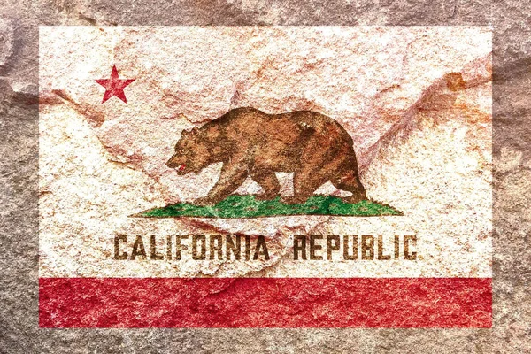 Padrão Ícone Bandeira Estado Califórnia Desbotada Isolado Fundo Parede Rocha — Fotografia de Stock