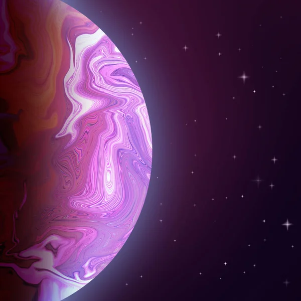 Illustration Planet Stjärnhimlen Rosa Färger — Stockfoto