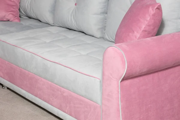 Grey Pink Straight Sofa Home — Stock Photo, Image