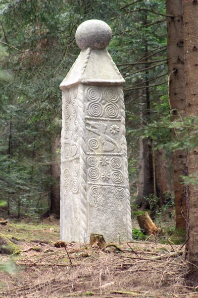 14Th Century Obelisk Built First Bosnian King Tvrtko Surrounded Spruce — Stock Photo, Image