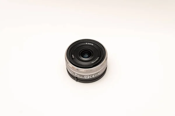 Madrid Spain Mar 2021 Sony Brand Photographic Lens 16Mm 49Mm — Stockfoto