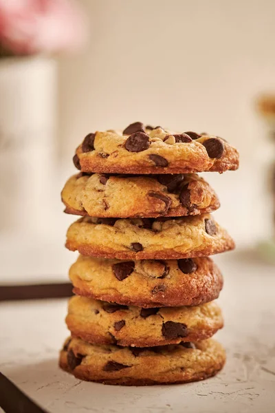 Closeup Shot Chocolate Chip Cookies — Stock Photo, Image