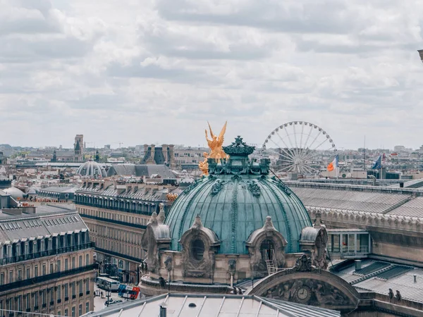 Úchvatný Výhled Panorama Paříže Pod Zataženou Oblohou — Stock fotografie