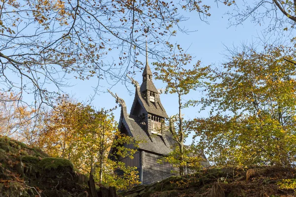 Beautiful View Stave Church Surrounded Trees Norway — ストック写真