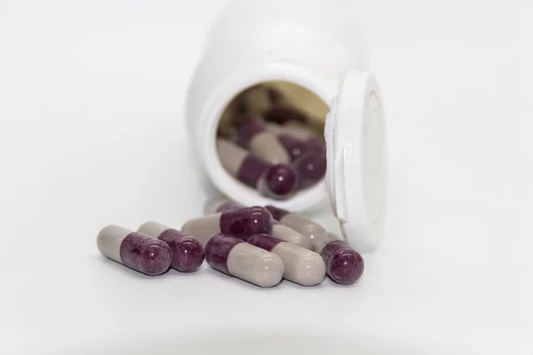 含有医疗药物的胶囊瓶的细节 概念医学 — 图库照片