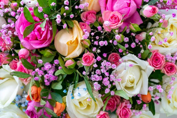 Közelkép Egy Csokorról Ami Különböző Virágokból Készült — Stock Fotó