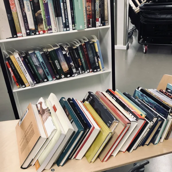 Stockholm Sweden May 2021 Books Trolleys Library Waiting Put Shelf — Φωτογραφία Αρχείου