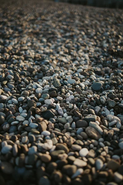 Een Verticaal Close Shot Van Grijze Kiezelstenen Het Strand — Stockfoto