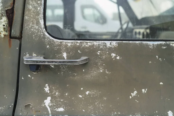 Closeup Door Old Abandoned Pickup Truck — Stockfoto