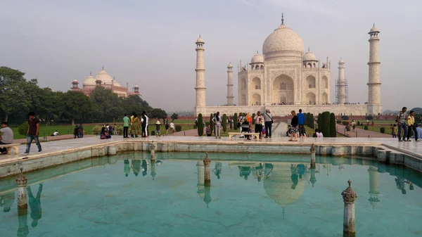 Agra India Noviembre 2015 Taj Mahal Mausoleo Mármol Blanco Marfil — Foto de Stock