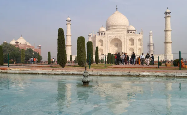 Agra India Nov 2015 Taj Mahal Ett Elfenbenvitt Marmormausoleum Agra — Stockfoto