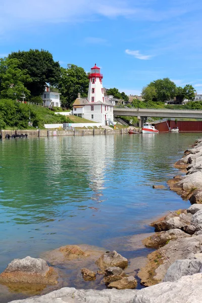 Riflesso Scintillante Del Faro Kincardine Ontario — Foto Stock