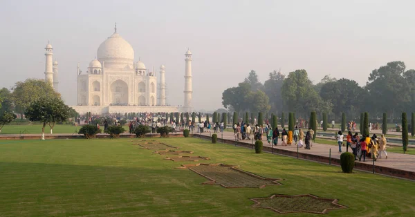 Agra Índia Novembro 2015 Taj Mahal Mausoléu Mármore Branco Marfim — Fotografia de Stock