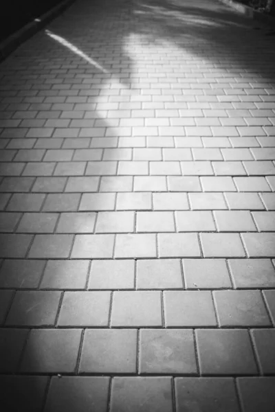 Svislý Záběr Chodníku Čtvercovými Šedými Dlaždicemi — Stock fotografie