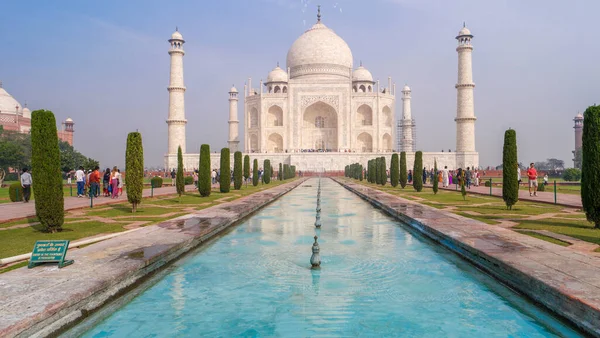 Agra India Nov 2015 Taj Mahal Ett Elfenbenvitt Marmormausoleum Agra — Stockfoto