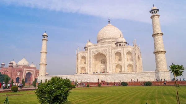 Agra Índia Novembro 2015 Taj Mahal Mausoléu Mármore Branco Marfim — Fotografia de Stock