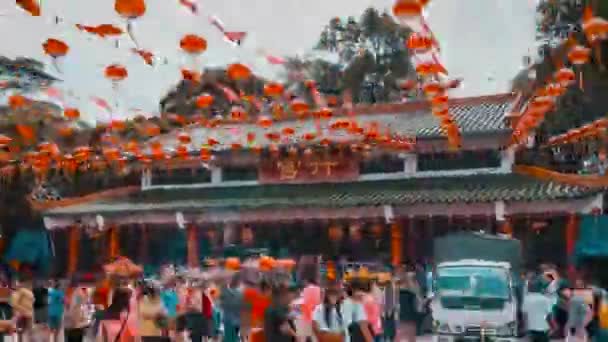 Feestelijke Tempel Gebouwd Voor Beroemde Chingay Parade Van Johor Bahru — Stockvideo