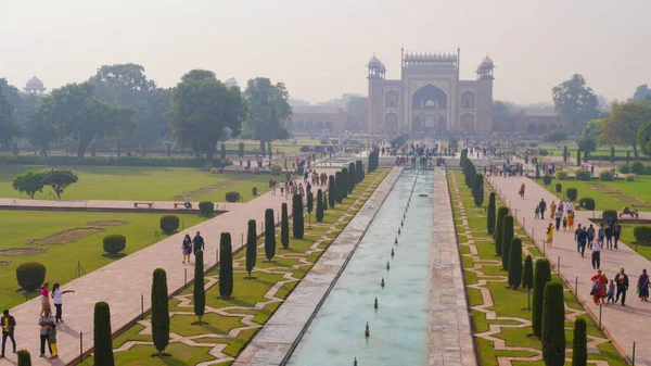 Agra Índia Novembro 2015 Taj Mahal Mausoléu Mármore Branco Marfim — Fotografia de Stock