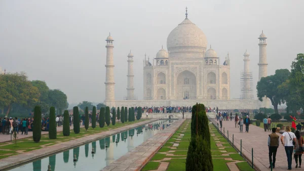 Agra Índia Novembro 2015 Taj Mahal Mausoléu Mármore Branco Marfim — Fotografia de Stock