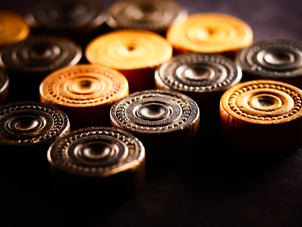 Egy Stúdió Közeli Felvétel Backgammon Darabokból — Stock Fotó