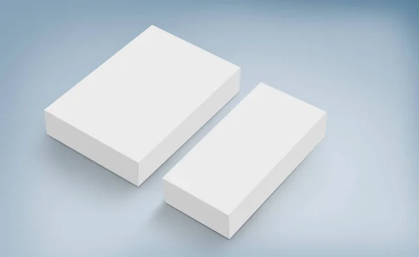 青の背景に白い3Dホワイトボックス — ストック写真