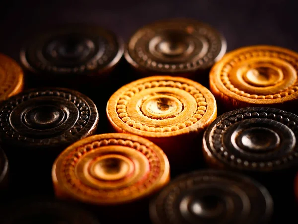 Een Studio Close Shot Van Backgammon Stukken — Stockfoto