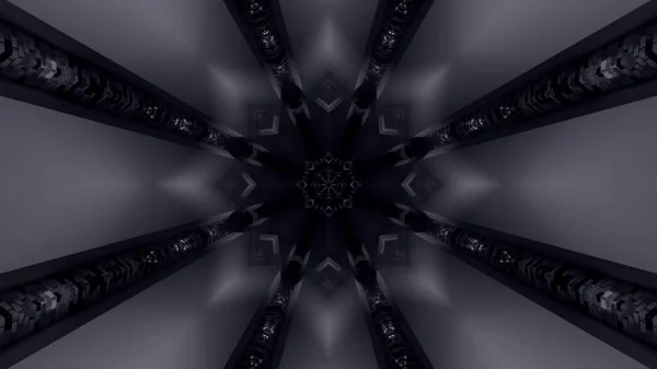 幾何学的形状を持つ未来的なグレースケールの背景の3Dレンダリング — ストック写真