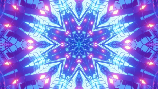 Тривимірне Відображення Абстрактного Фону Барвистими Геометричними Формами Яскравими Неоновими Вогнями — стокове фото