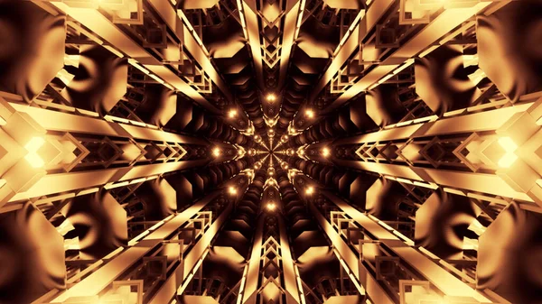 Візуалізація Футуристичного Фону Геометричними Формами Неоновими Золотими Вогнями — стокове фото
