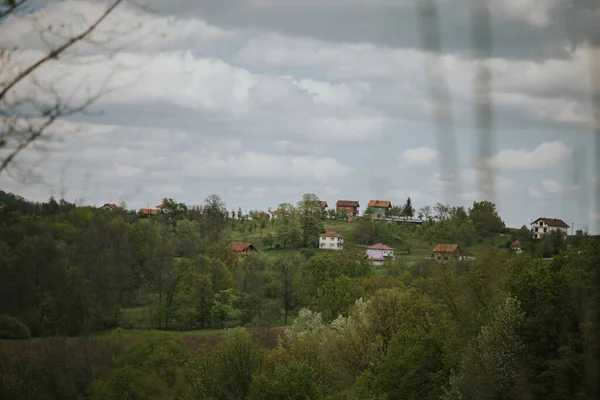 Malebný Pohled Krajinu Zamračeném Pozadí Oblohy — Stock fotografie