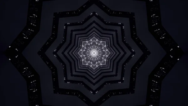 Рендеринг Футуристического Фона Темными Геометрическими Фигурами Огнями — стоковое фото