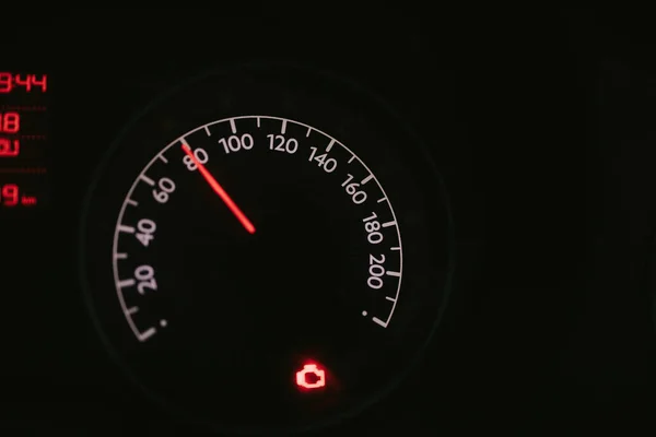 Closeup Shot Illuminated Car Speed Meter — Stock Photo, Image