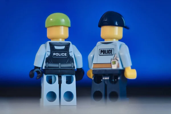 Monaco Germania Maggio 2021 Figura Lego Agente Polizia Piedi Fronte — Foto Stock