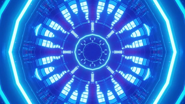 Renderelés Futurisztikus Háttér Geometriai Formák Led Kék Fény — Stock Fotó