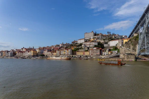 Вид Набережную Cais Ribeira Porto Португалия — стоковое фото