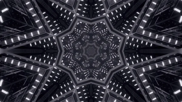 Renderelés Futurisztikus Háttér Sötét Geometriai Formák Fények — Stock Fotó