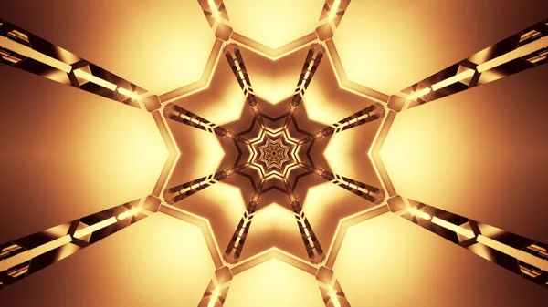 Рендеринг Футуристического Фона Геометрическими Фигурами Неоновыми Золотыми Огнями — стоковое фото