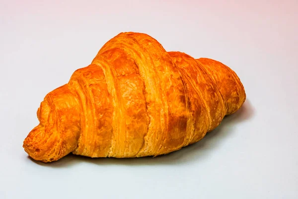 Egy Részlet Friss Croissant Elszigetelt Francia Reggeli Koncepció — Stock Fotó