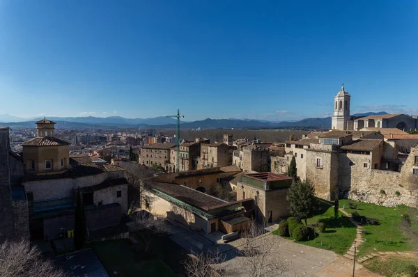View Girona Cityscape Saint Mary Cathedral Old City Walls Spain — Stock Photo, Image