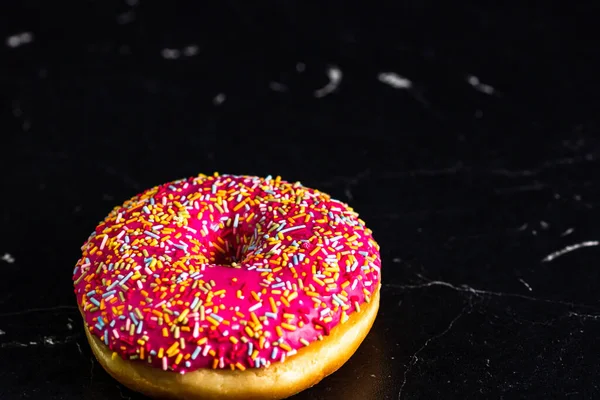Ink Glazed Donut Sprinkles Isolated Close Colorful Donut — Fotografia de Stock
