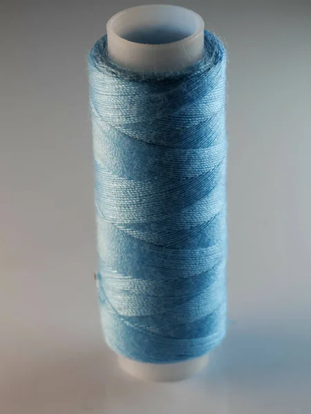 Vertical Shot Blue Sewing Thread — Stock Photo, Image