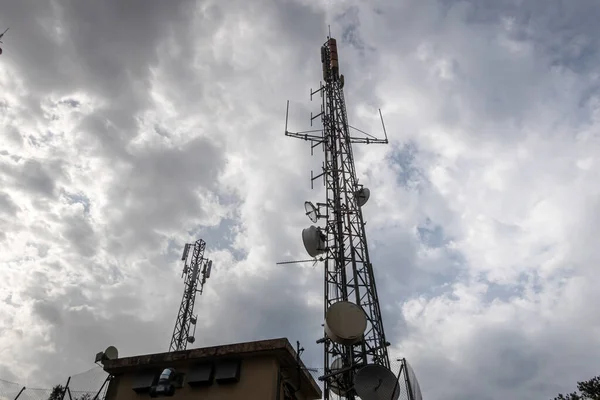 Antennes Télécommunication Sur Mont Segaria Alicante Espagne Par Une Matinée — Photo