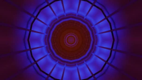 Futurystyczny korytarz tunelu sci-fi ze świecącymi światłami — Wideo stockowe