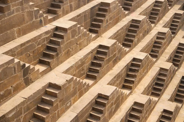 Detaljerna Chand Baori Äldsta Djupaste Och Största Trappbrunnarna Byn Abhaneri — Stockfoto